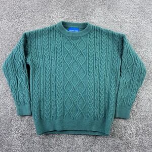 Aelfric Eden Sweater Mens Small Green Cable Knit Crewneck Chunky Streetwear